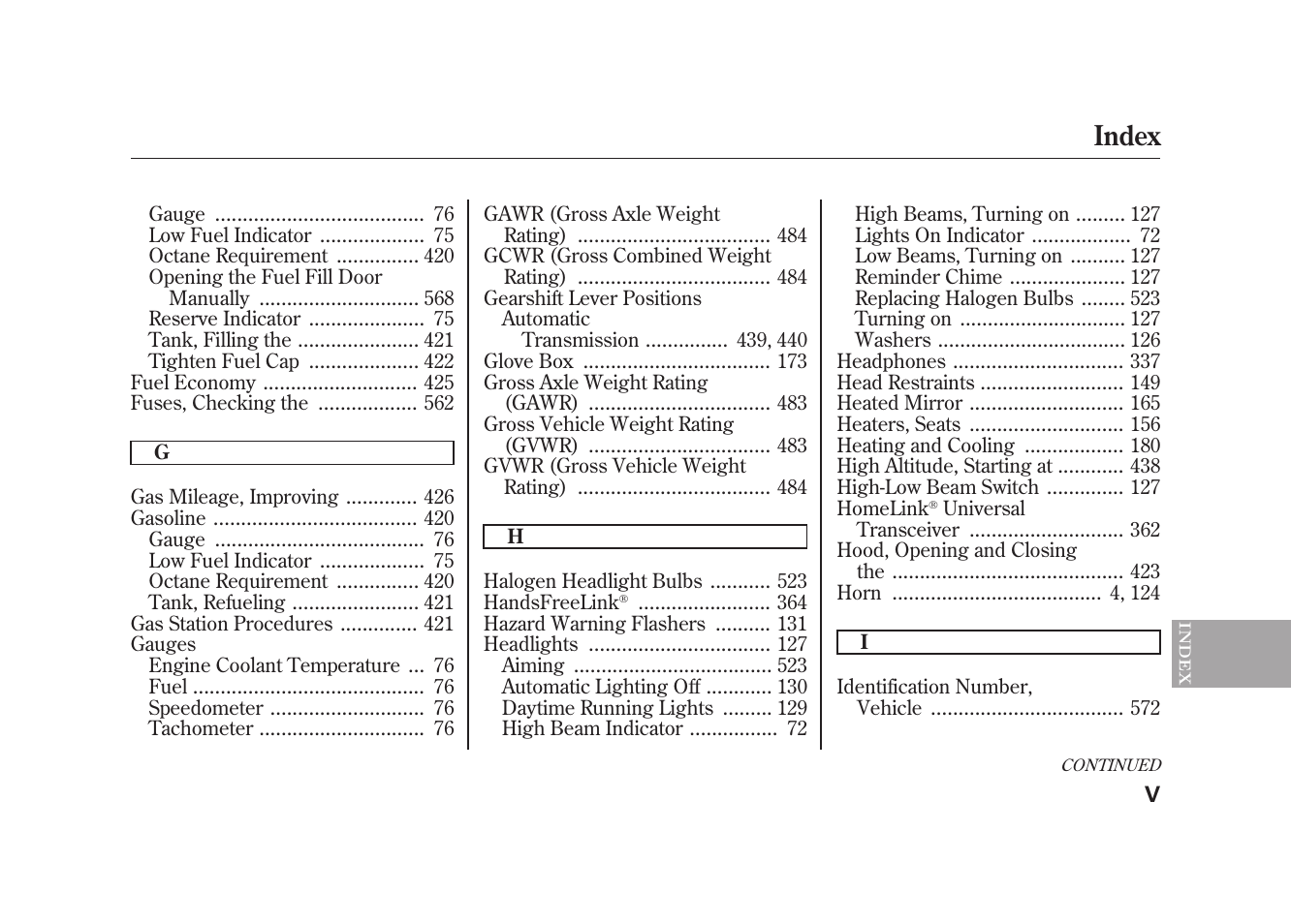 Index | Acura 2010 MDX User Manual | Page 604 / 616