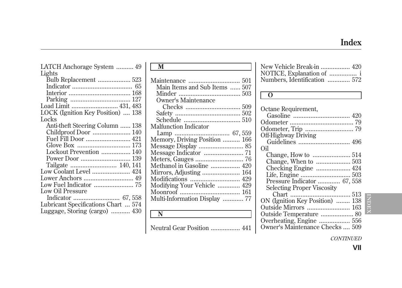 Index | Acura 2010 MDX User Manual | Page 606 / 616