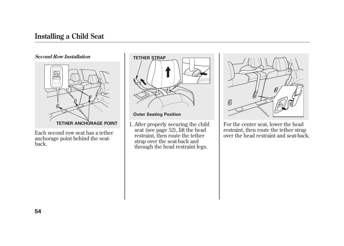 Installing a child seat | Acura 2010 MDX User Manual | Page 61 / 616