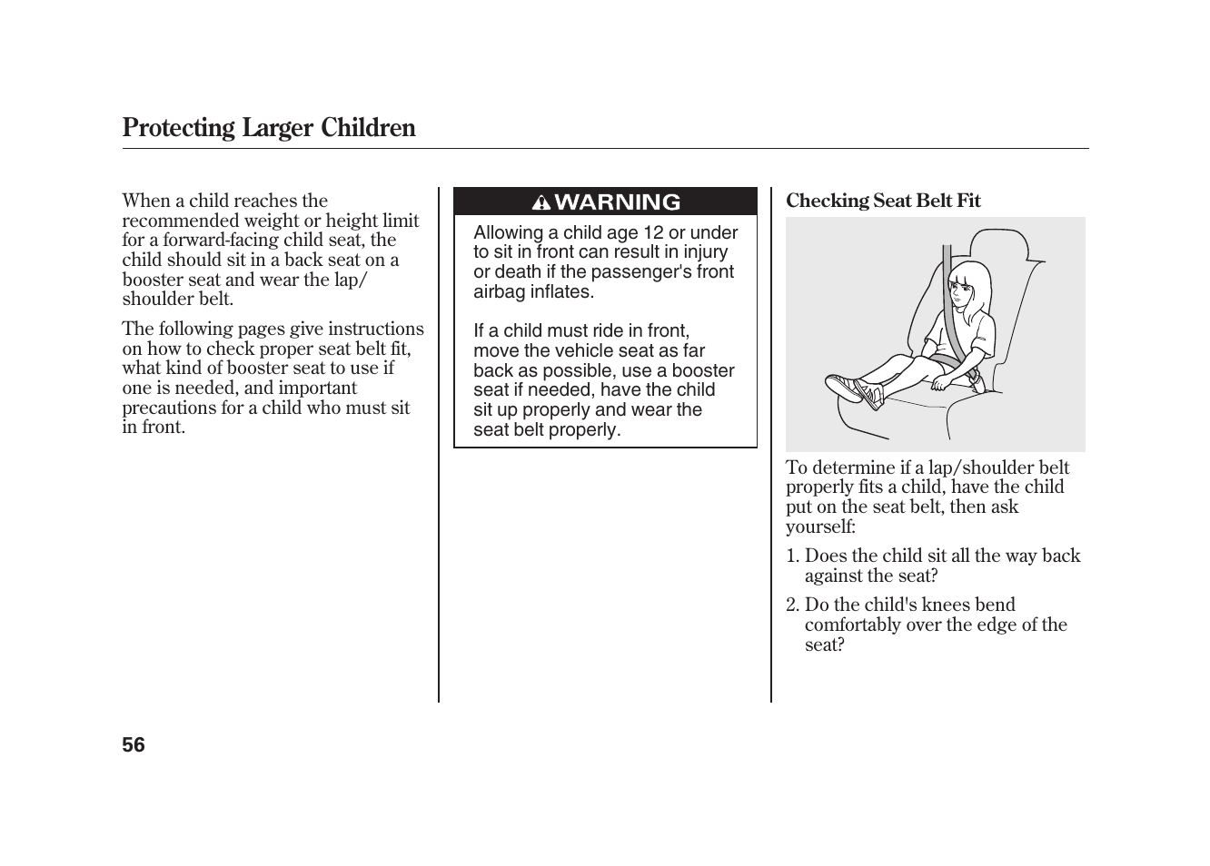 Protecting larger children | Acura 2010 MDX User Manual | Page 63 / 616