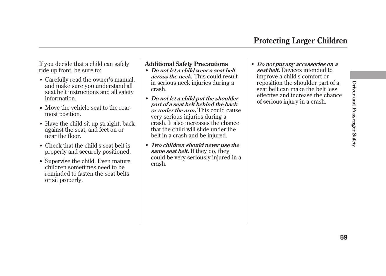 Protecting larger children | Acura 2010 MDX User Manual | Page 66 / 616