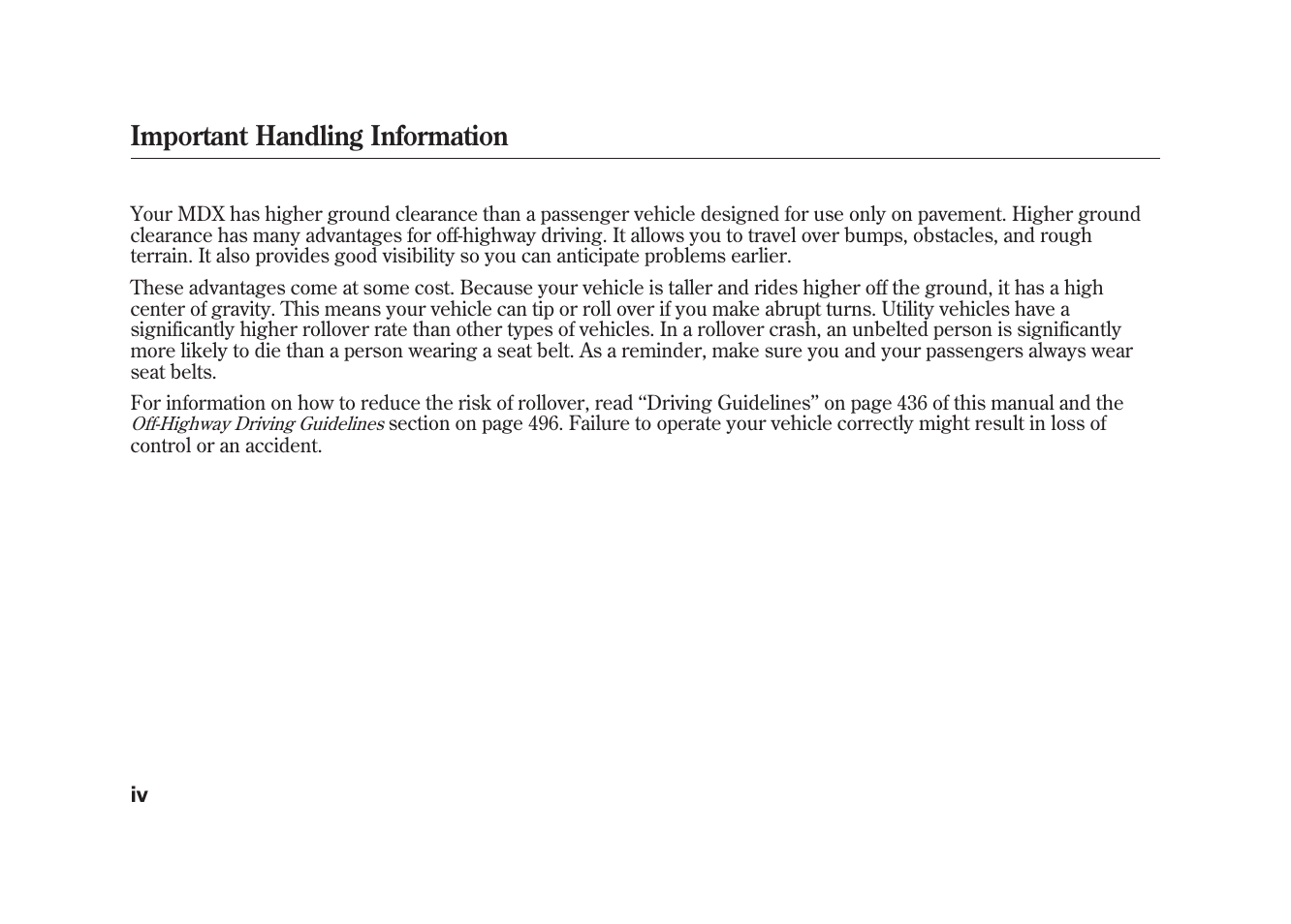 Important handling information | Acura 2010 MDX User Manual | Page 7 / 616