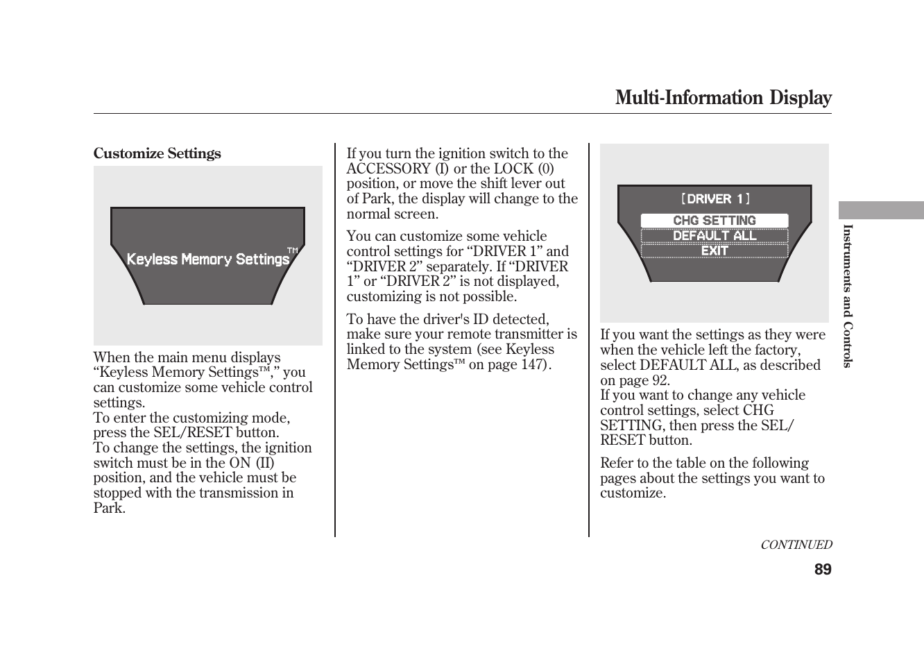 Multi-information display | Acura 2010 MDX User Manual | Page 96 / 616
