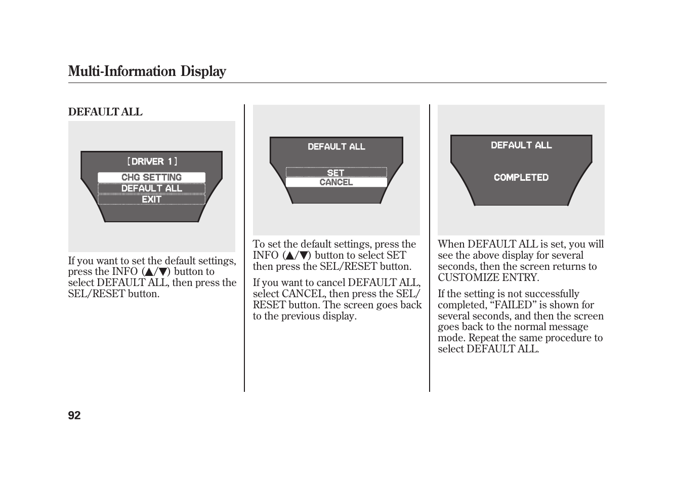 Multi-information display | Acura 2010 MDX User Manual | Page 99 / 616