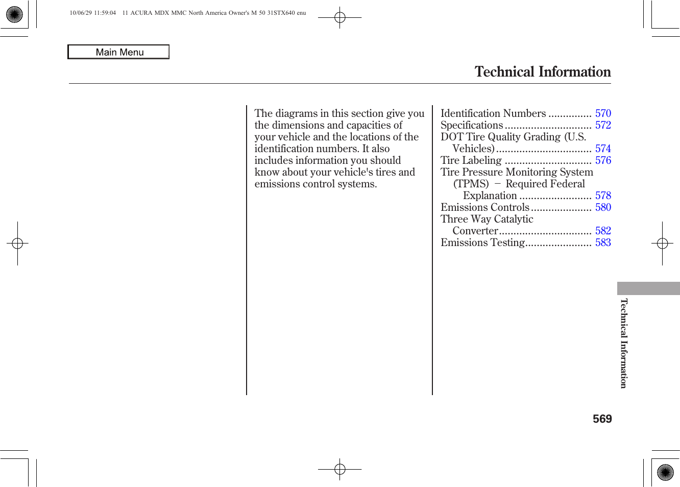 Technical information, 2011 mdx | Acura 2011 MDX User Manual | Page 573 / 607