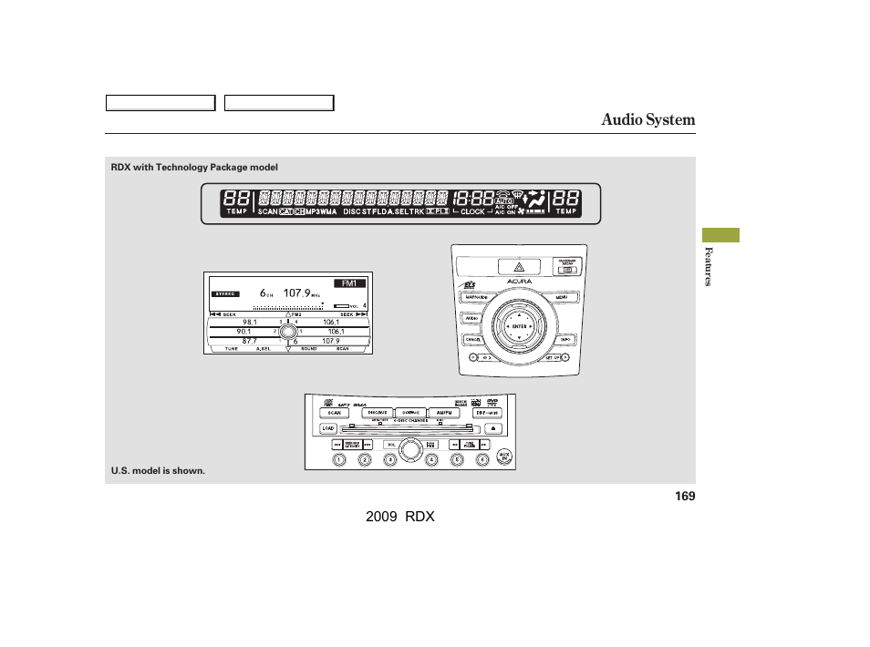 Audio system, 2009 rdx | Acura 2009 RDX User Manual | Page 173 / 433