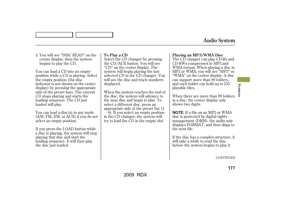 Audio system | Acura 2009 RDX User Manual | Page 181 / 433