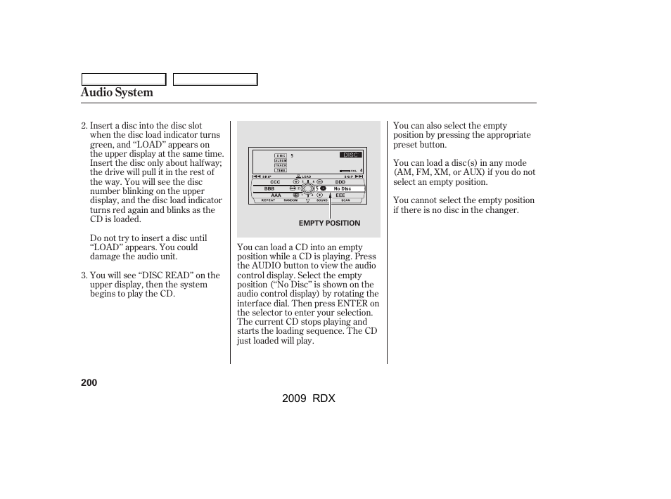 Audio system | Acura 2009 RDX User Manual | Page 204 / 433