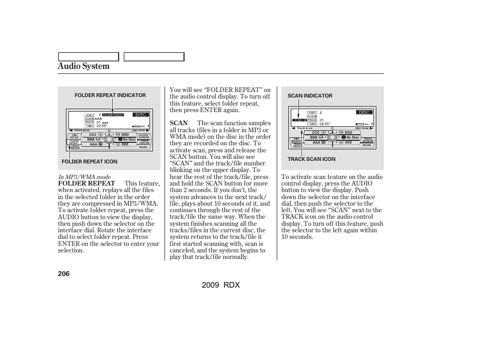 Audio system | Acura 2009 RDX User Manual | Page 210 / 433