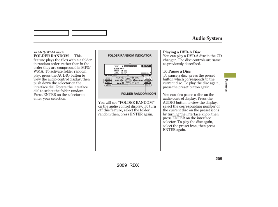 Audio system | Acura 2009 RDX User Manual | Page 213 / 433