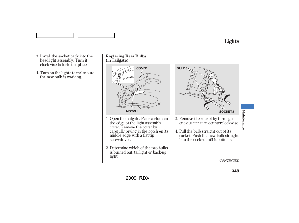 Lights | Acura 2009 RDX User Manual | Page 353 / 433