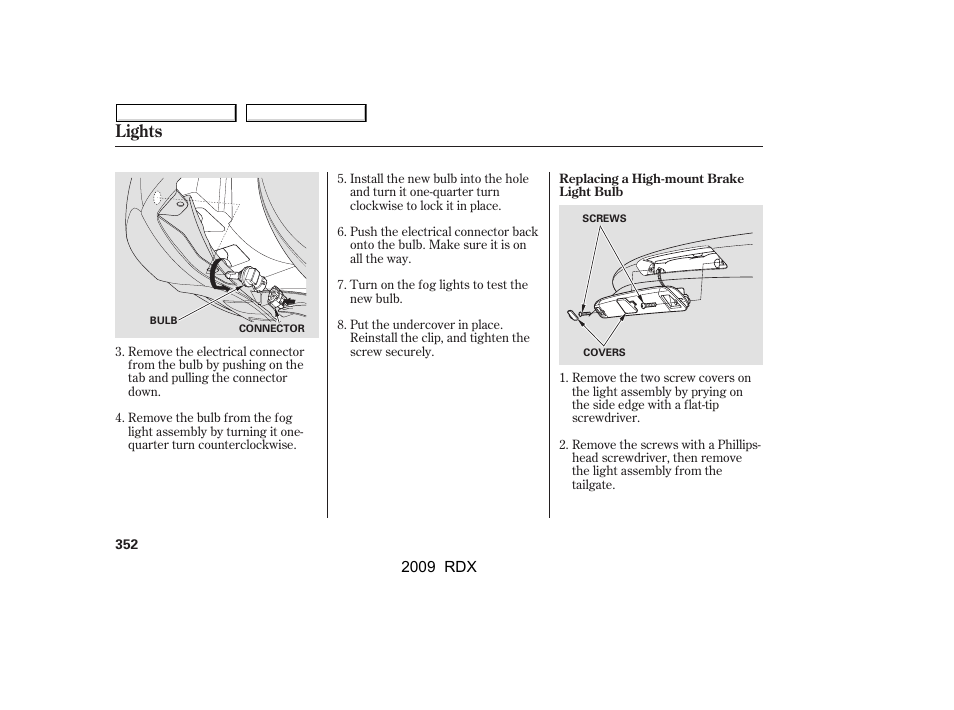 Lights | Acura 2009 RDX User Manual | Page 356 / 433