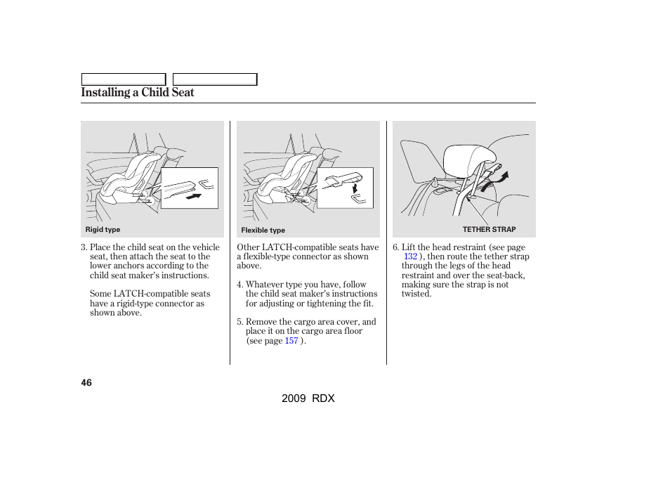 Installing a child seat | Acura 2009 RDX User Manual | Page 50 / 433