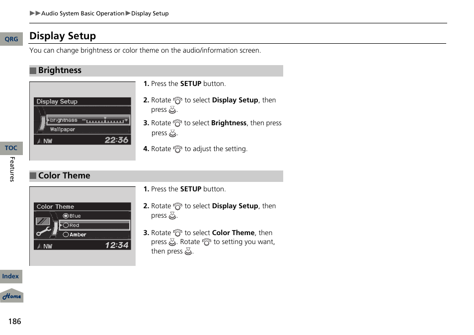 Display setup | Acura 2013 RDX User Manual | Page 187 / 363