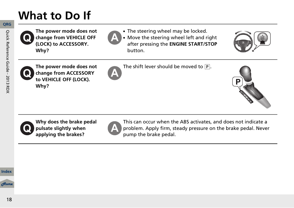 What to do if | Acura 2013 RDX User Manual | Page 19 / 363