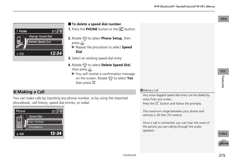 Making a call | Acura 2013 RDX User Manual | Page 216 / 363