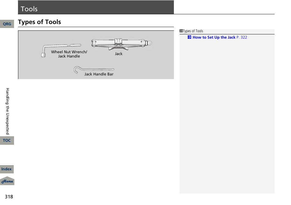 P. 318, Tools, Types of tools | Acura 2013 RDX User Manual | Page 319 / 363
