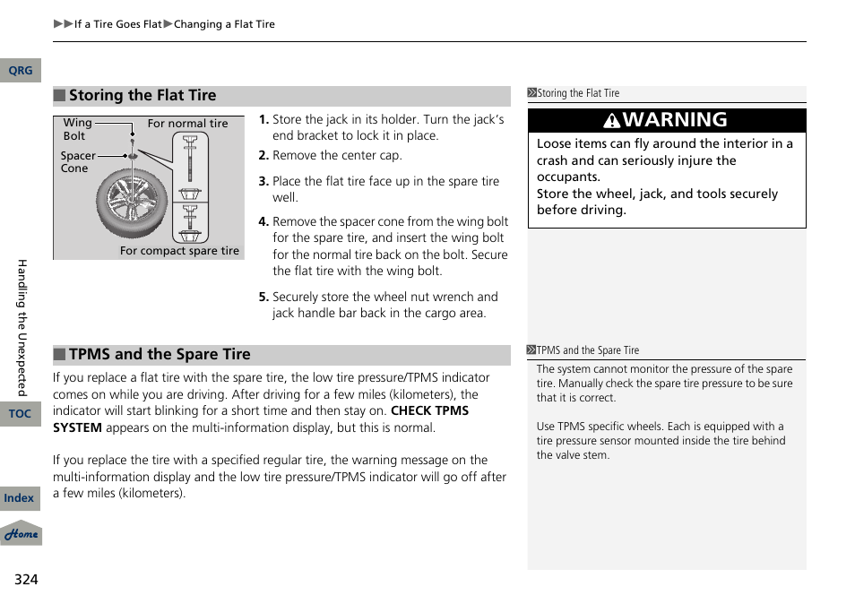 Warning | Acura 2013 RDX User Manual | Page 325 / 363