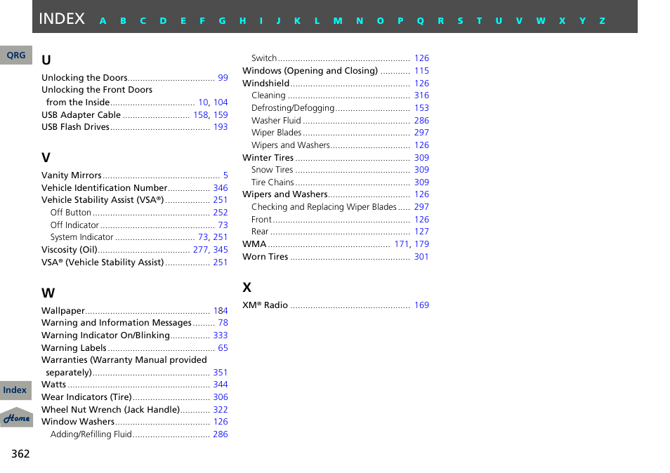 Index | Acura 2013 RDX User Manual | Page 363 / 363