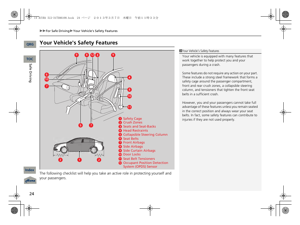 Your vehicle's safety features | Acura 2014 ILX User Manual | Page 25 / 351