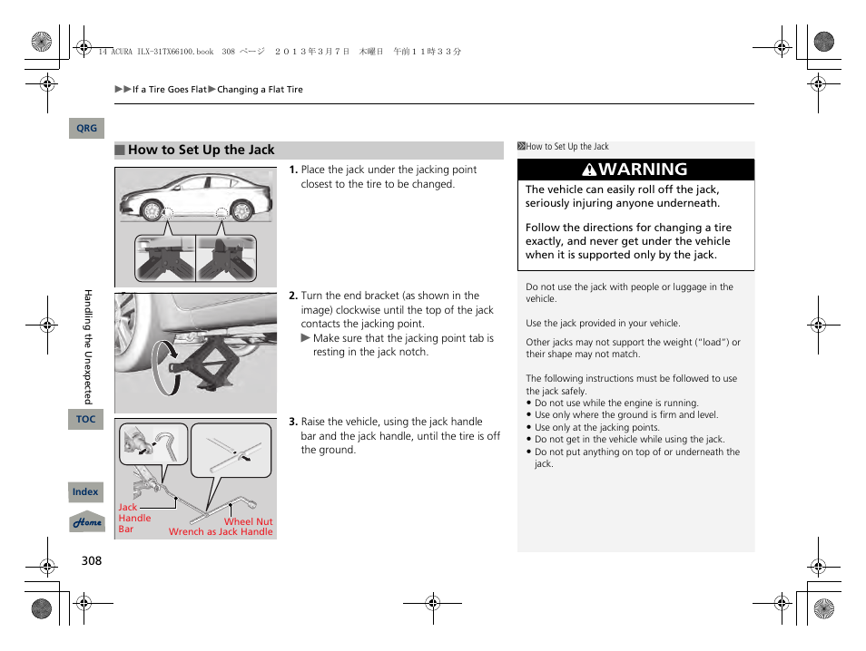 Warning | Acura 2014 ILX User Manual | Page 309 / 351