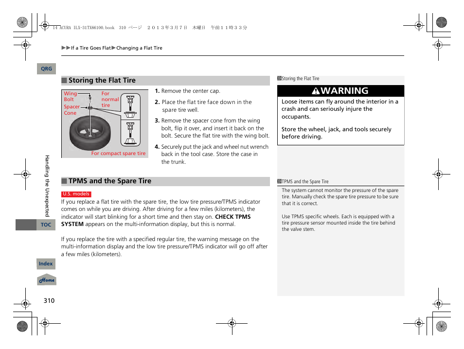 Warning | Acura 2014 ILX User Manual | Page 311 / 351
