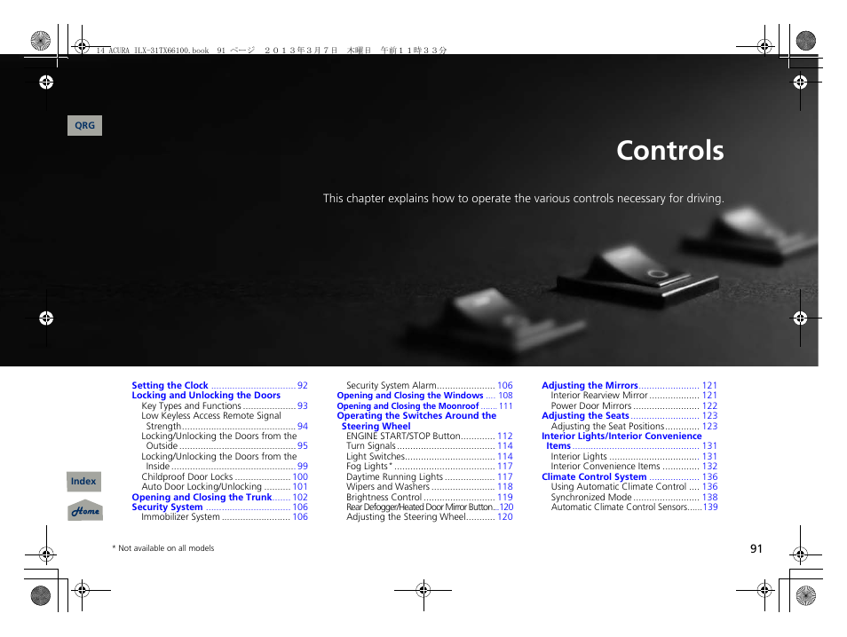 Controls, 2 controls p. 91, P. 91 | P 91) | Acura 2014 ILX User Manual | Page 92 / 351