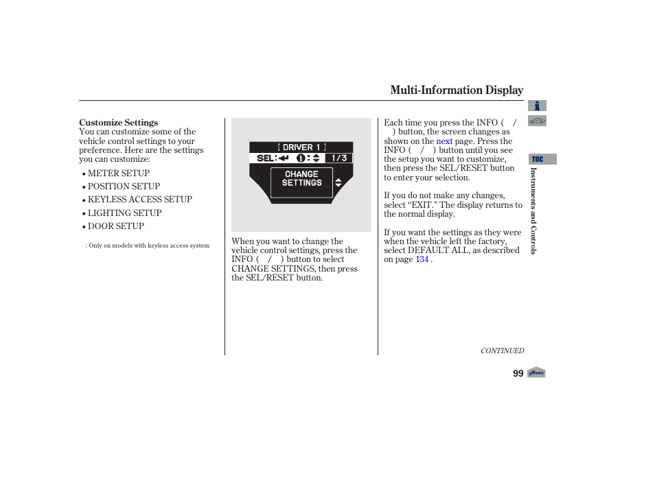 Multi-information display, 2012 tl | Acura 2012 TL User Manual | Page 103 / 650