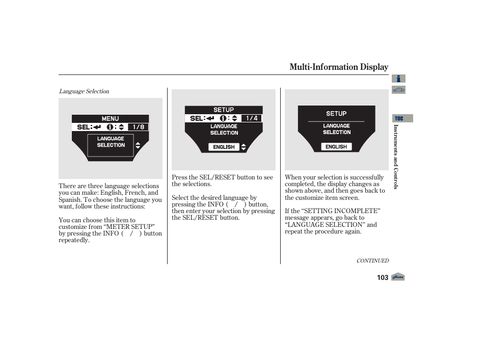 Multi-information display, 2012 tl | Acura 2012 TL User Manual | Page 107 / 650