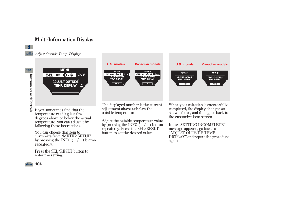 Multi-information display, 2012 tl | Acura 2012 TL User Manual | Page 108 / 650