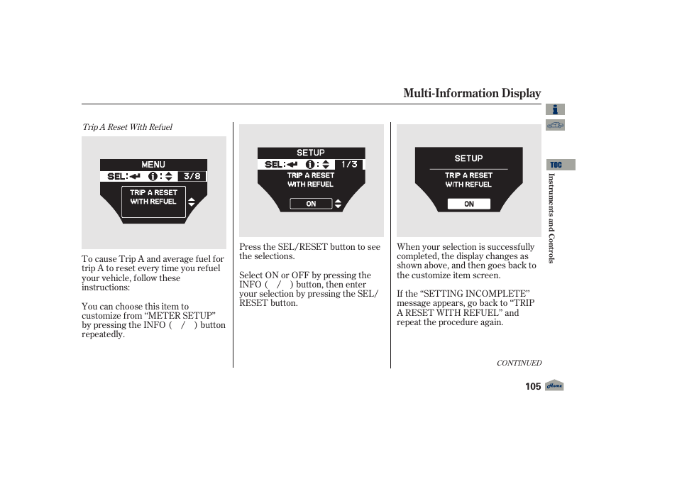 Multi-information display, 2012 tl | Acura 2012 TL User Manual | Page 109 / 650