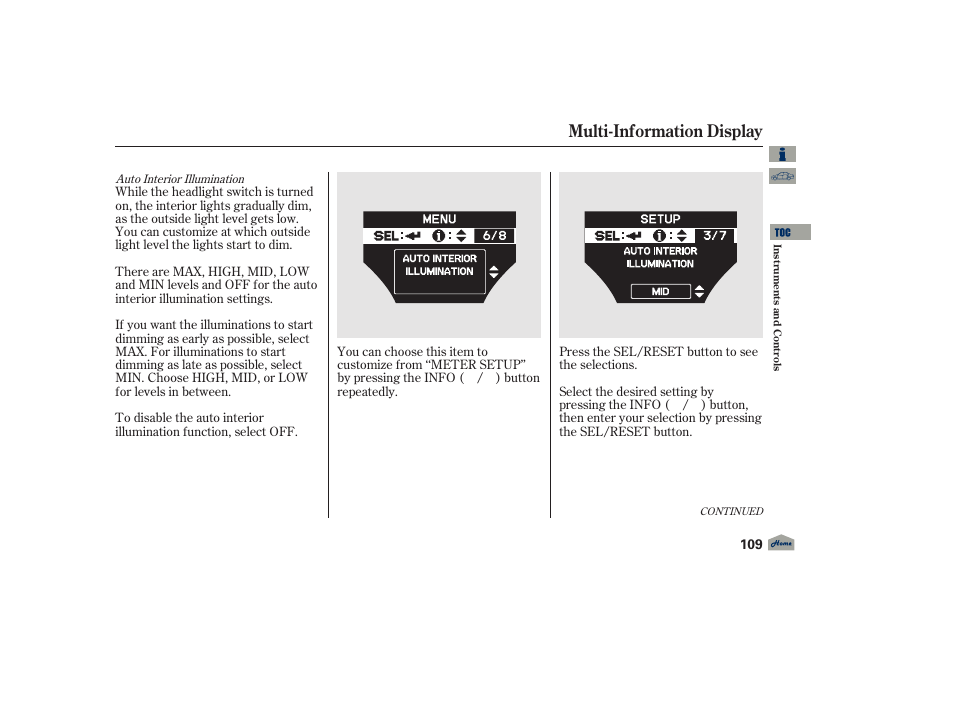 Multi-information display, 2012 tl | Acura 2012 TL User Manual | Page 113 / 650