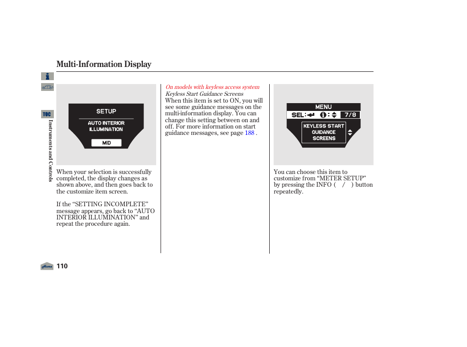 Multi-information display, 2012 tl | Acura 2012 TL User Manual | Page 114 / 650