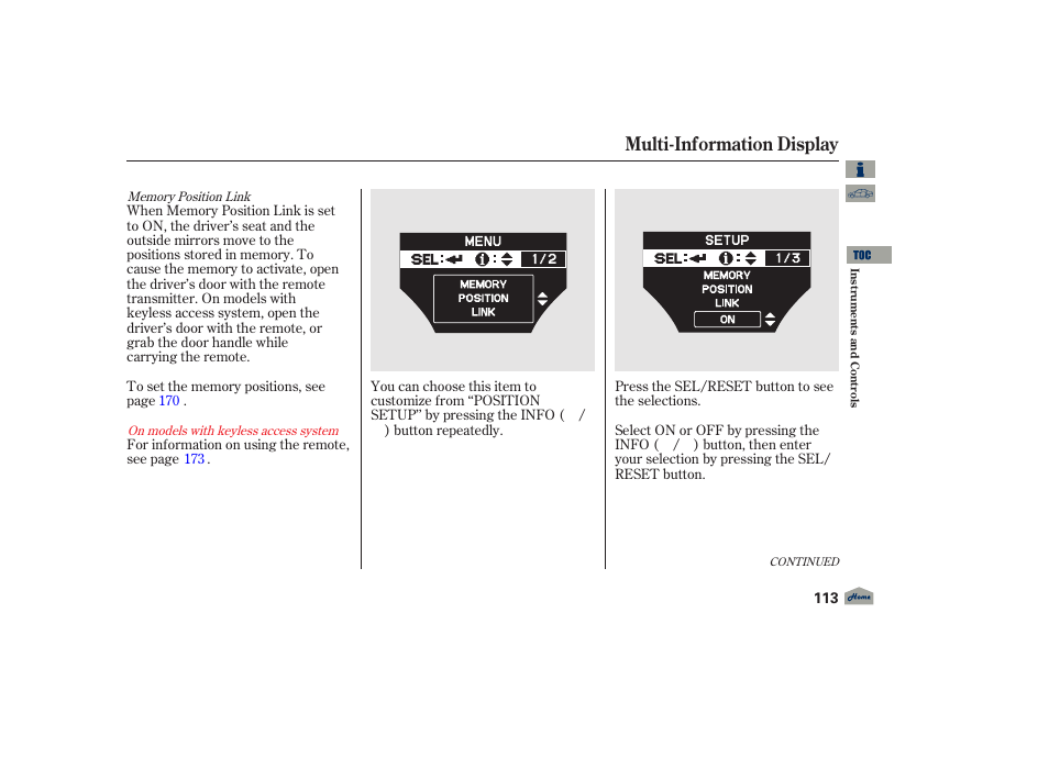 Multi-information display, 2012 tl | Acura 2012 TL User Manual | Page 117 / 650