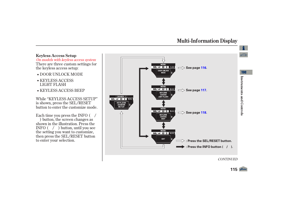 Multi-information display, 2012 tl | Acura 2012 TL User Manual | Page 119 / 650