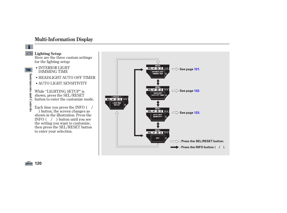Multi-information display, 2012 tl | Acura 2012 TL User Manual | Page 124 / 650