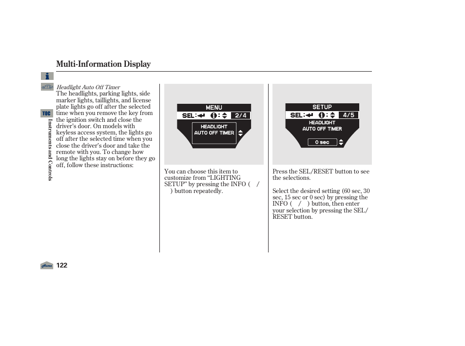 Multi-information display, 2012 tl | Acura 2012 TL User Manual | Page 126 / 650