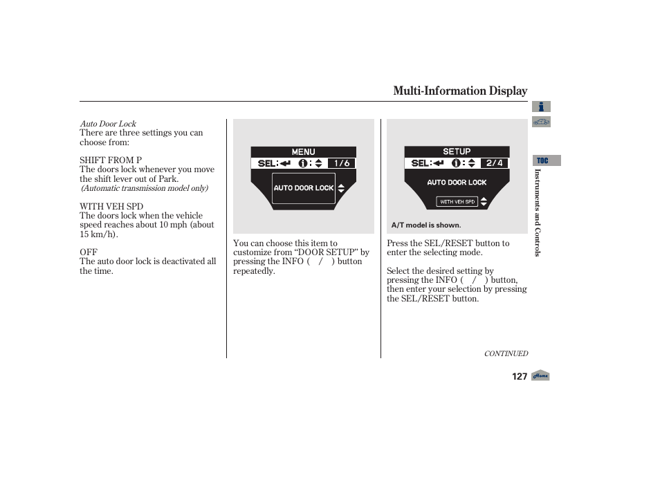 Multi-information display, 2012 tl | Acura 2012 TL User Manual | Page 131 / 650