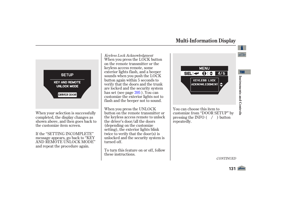 Multi-information display, 2012 tl | Acura 2012 TL User Manual | Page 135 / 650