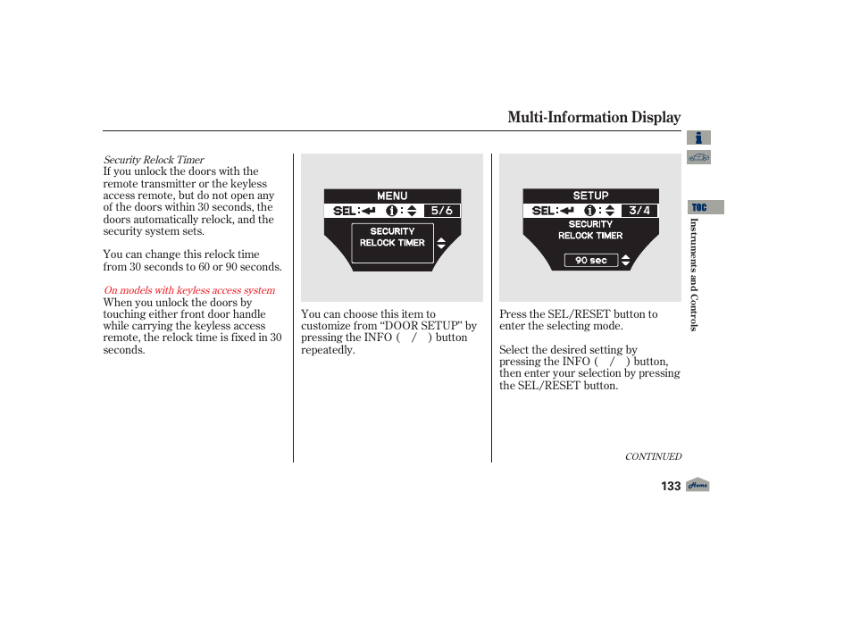 Multi-information display, 2012 tl | Acura 2012 TL User Manual | Page 137 / 650