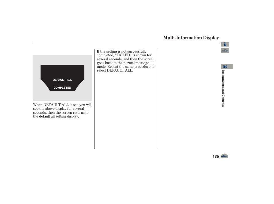 Multi-information display, 2012 tl | Acura 2012 TL User Manual | Page 139 / 650