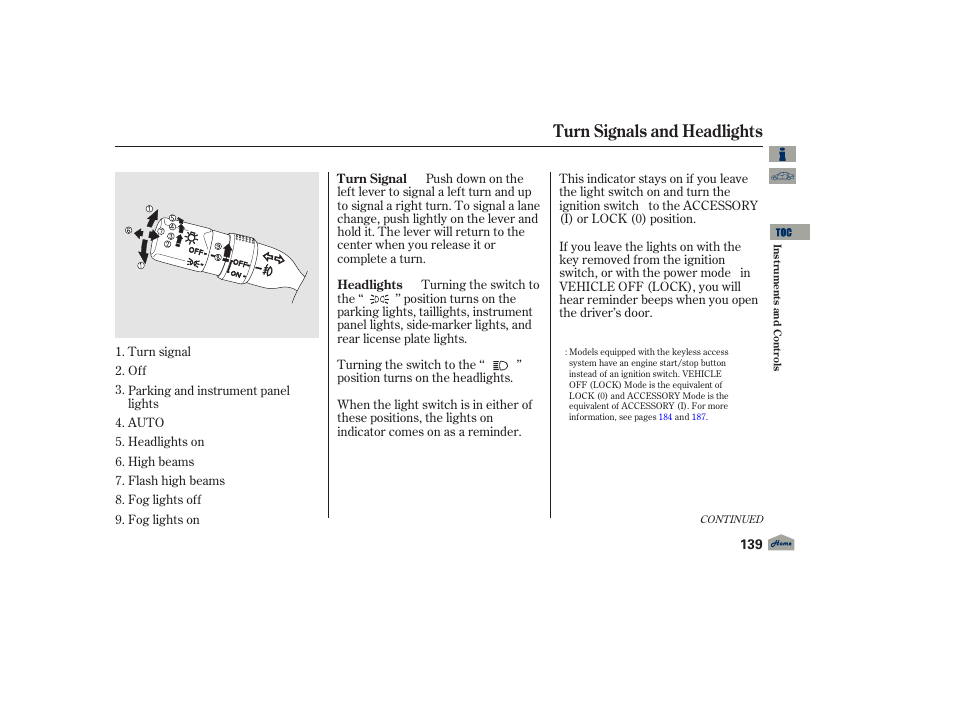 Turn signals and headlights, 2012 tl | Acura 2012 TL User Manual | Page 143 / 650