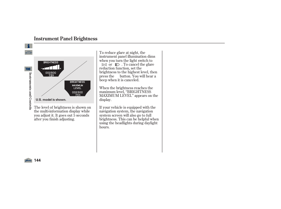 Instrument panel brightness, 2012 tl | Acura 2012 TL User Manual | Page 148 / 650