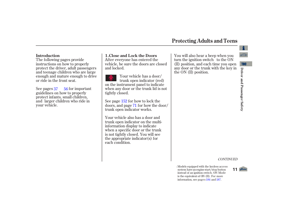 Protecting adults and teens, 2012 tl | Acura 2012 TL User Manual | Page 15 / 650