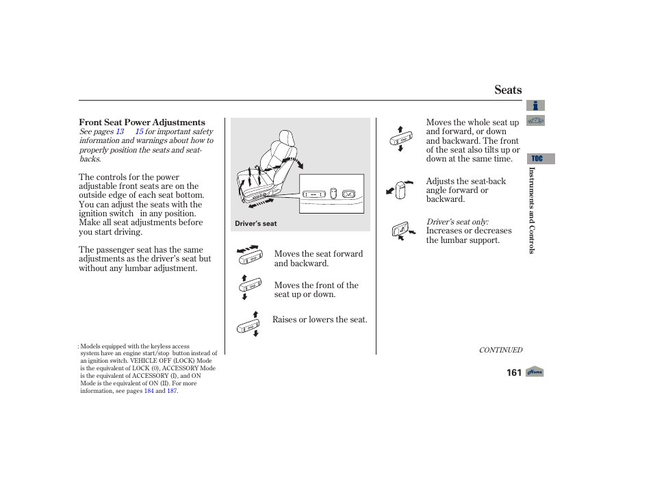 Seats, 2012 tl | Acura 2012 TL User Manual | Page 165 / 650