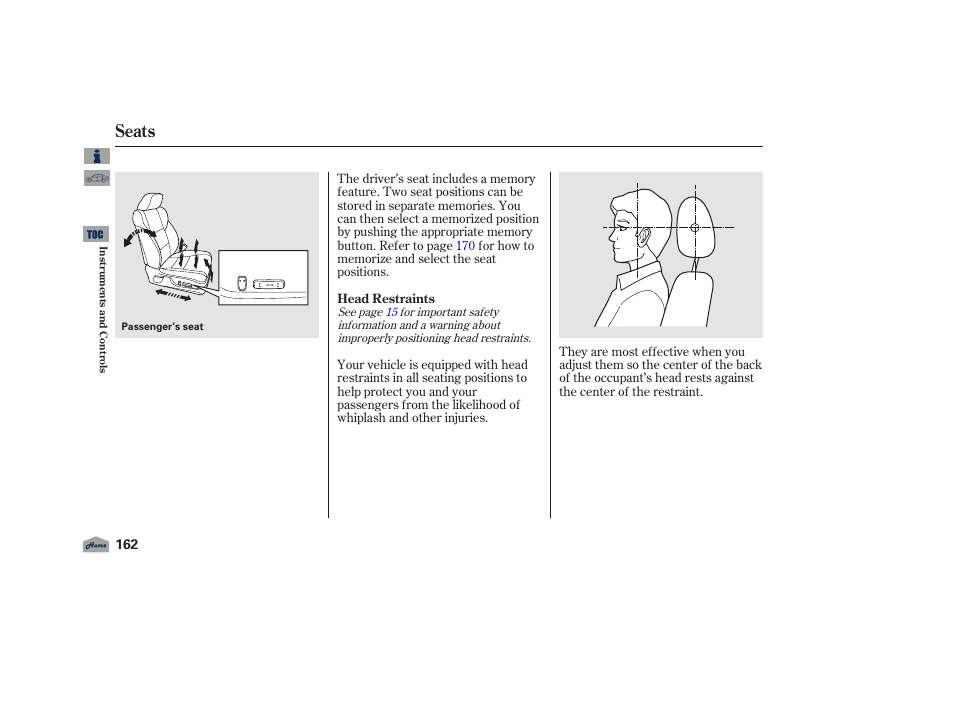 Seats, 2012 tl | Acura 2012 TL User Manual | Page 166 / 650