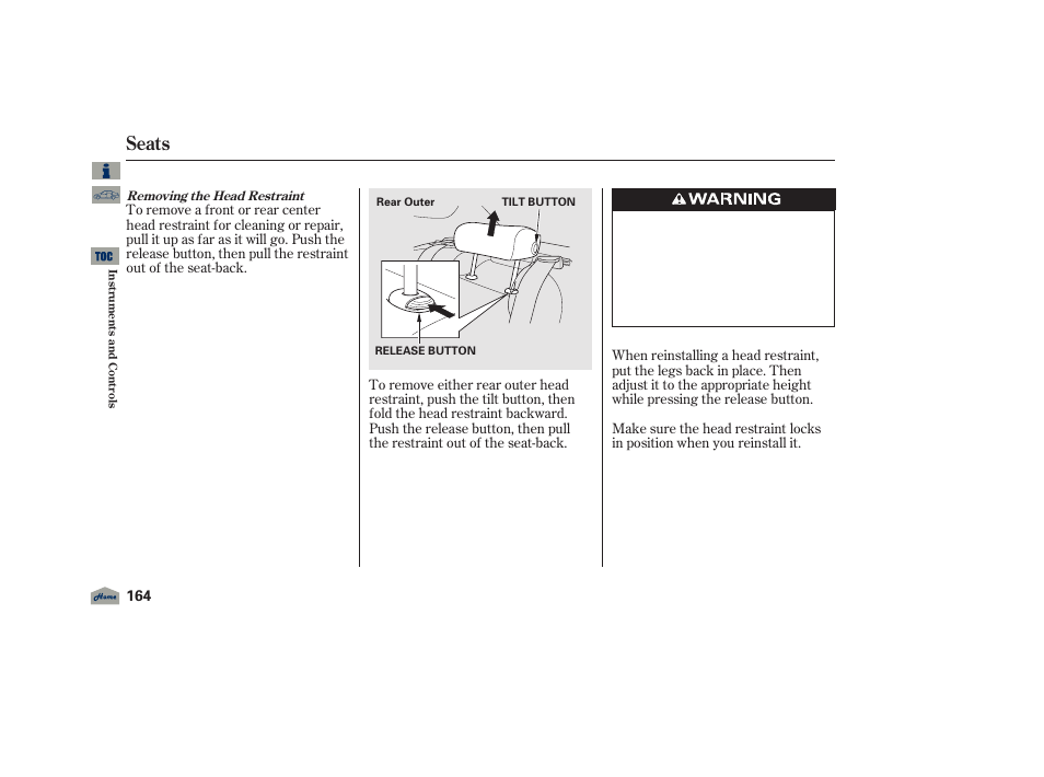 Seats, 2012 tl | Acura 2012 TL User Manual | Page 168 / 650