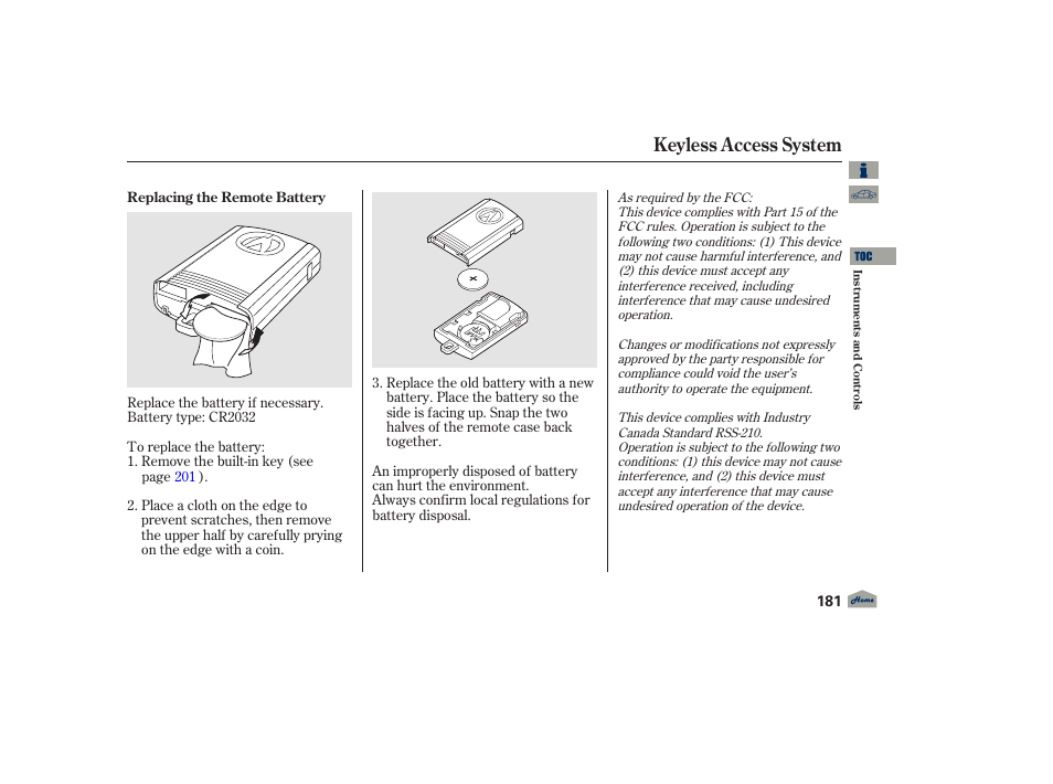 Keyless access system, 2012 tl | Acura 2012 TL User Manual | Page 185 / 650