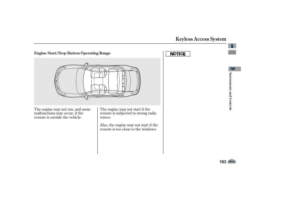 Keyless access system, 2012 tl | Acura 2012 TL User Manual | Page 187 / 650