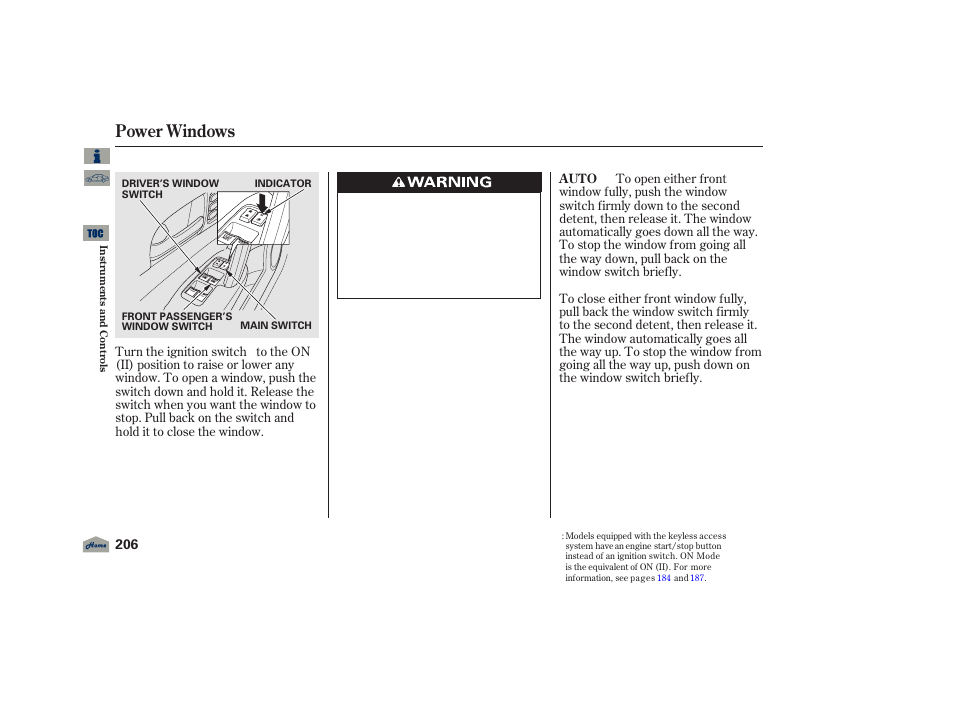 Power windows, 2012 tl | Acura 2012 TL User Manual | Page 210 / 650